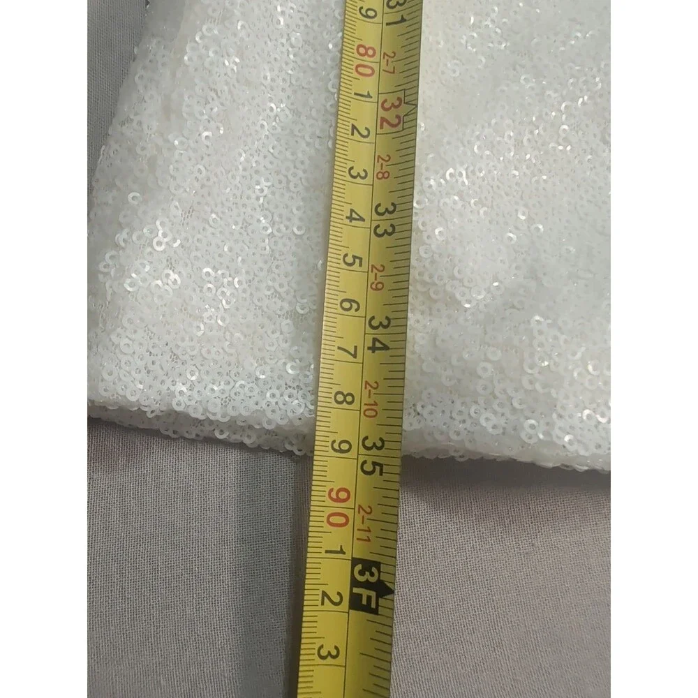 Black Halo Eve Size 8 White Sequin High Waisted Pants Formal Evening Bridal - Picture 11 of 12